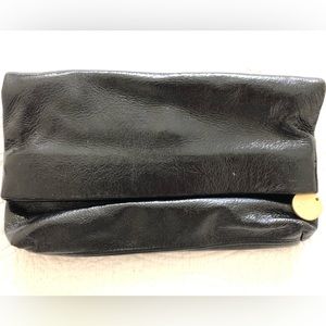 Great Condition Lorelei Black Foldover Patent Leather  Clutch Bag